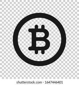 Bitcoin icon in flat style. Blockchain vector illustration on white isolated background. Cryptocurrency business concept.