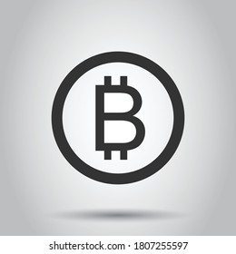 Bitcoin icon in flat style. Blockchain vector illustration on white isolated background. Cryptocurrency business concept.