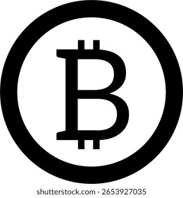 Bitcoin icon in flat style. Blockchain illustration on white isolated background. Cryptocurrency business concept. Easily editable