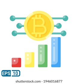 Bitcoin icon in flat style isolated on white background. EPS 10