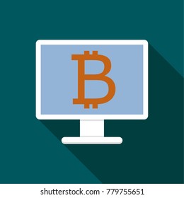 Bitcoin icon in flat style. Perfect for web, print and business 
