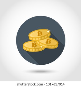 Bitcoin icon in flat style.Virtual money.Cryptocurrency.