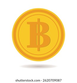 Bitcoin icon flat vector, ideal for cryptocurrency websites, financial blogs, or business presentations seeking to illustrate digital currency.
