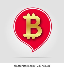 Bitcoin icon gold with red