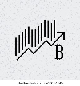 bitcoin icon with graphic chart over white background. vector illustration