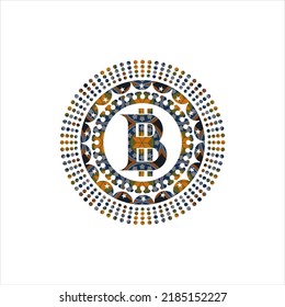 Bitcoin-Symbol im arabischen Abzeichen. arabische Dekoration. 