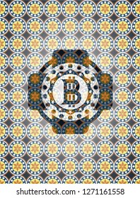 bitcoin icon inside arabesque style badge. arabic decoration.