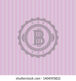 bitcoin icon inside badge with pink background