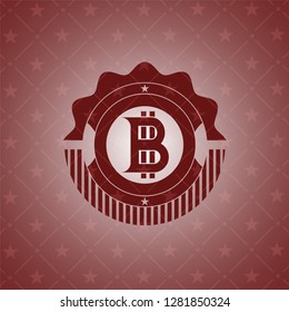 bitcoin icon inside badge with red background