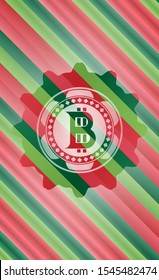 bitcoin icon inside christmas emblem background.