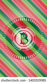 bitcoin icon inside christmas style badge..