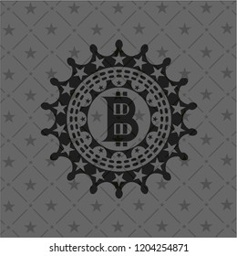 bitcoin icon inside dark emblem