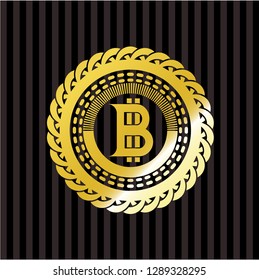 bitcoin icon inside gold badge