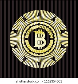 bitcoin icon inside gold emblem