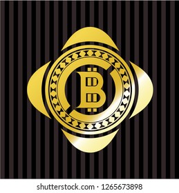 bitcoin icon inside gold shiny emblem