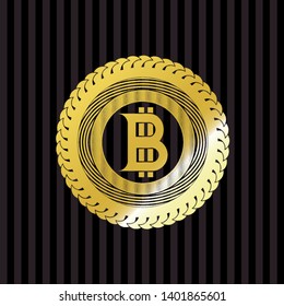 bitcoin icon inside golden emblem