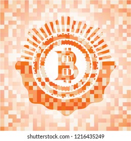 bitcoin icon inside orange mosaic emblem