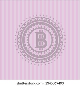 bitcoin icon inside pink icon or emblem