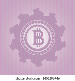 bitcoin icon inside pink icon or emblem