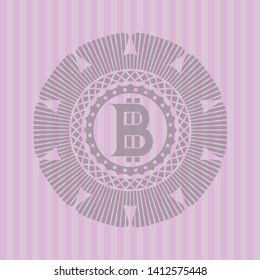 bitcoin icon inside pink icon or emblem