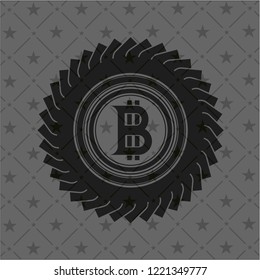bitcoin icon inside realistic dark emblem