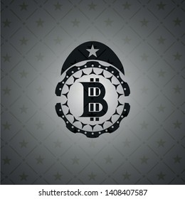bitcoin icon inside realistic dark emblem