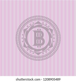 bitcoin icon inside realistic pink emblem