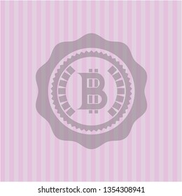 bitcoin icon inside realistic pink emblem