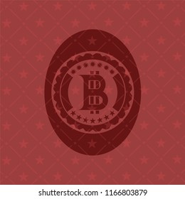 bitcoin icon inside red icon or emblem