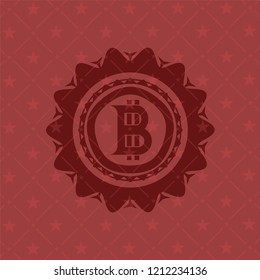 bitcoin icon inside red icon or emblem
