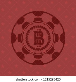 bitcoin icon inside red emblem