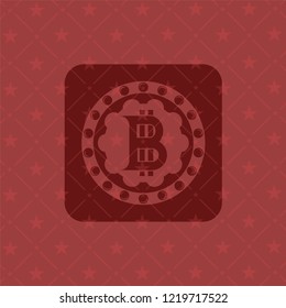 bitcoin icon inside red icon or emblem