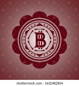 bitcoin icon inside red emblem