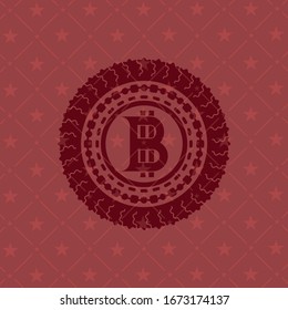 icono de bitcoin dentro del icono o emblema rojo