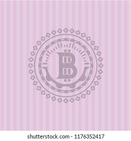 bitcoin icon inside retro style pink emblem