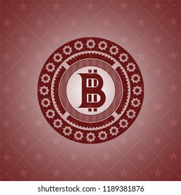 bitcoin icon inside retro style red emblem