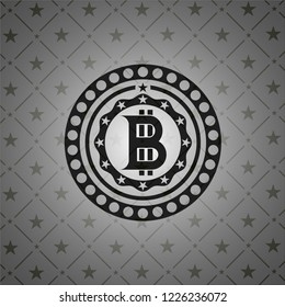 bitcoin icon inside retro style black emblem