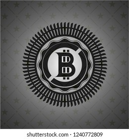 bitcoin icon inside retro style black emblem