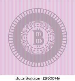 bitcoin icon inside retro style pink emblem