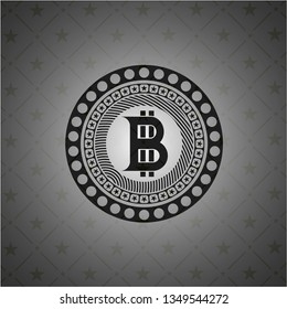 bitcoin icon inside retro style black emblem
