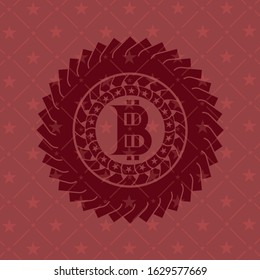 bitcoin icon inside retro style red emblem