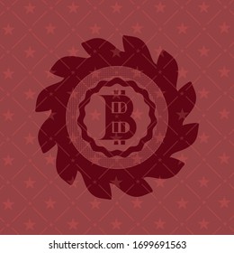 bitcoin icon inside retro style red emblem