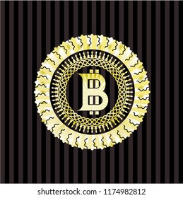 bitcoin icon inside shiny emblem