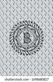 bitcoin icon inside silver badge. Scales pattern. Vector Illustration. Detailed.