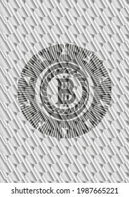 bitcoin icon inside silver color badge or emblem. Scales pattern. Vector Illustration. Detailed. 