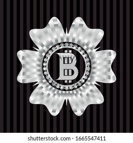 bitcoin icon inside silver emblem