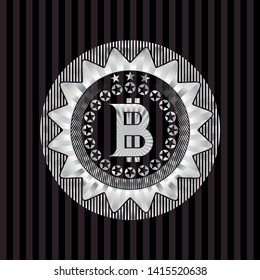 bitcoin icon inside silver shiny emblem
