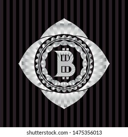 bitcoin icon inside silver shiny badge