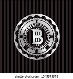 bitcoin icon inside silvery badge