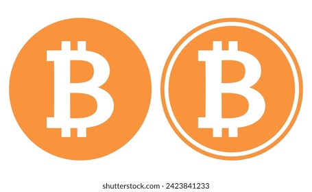 Icono de bitcoin aislado en fondo blanco. Símbolo vectorial de dinero digital de divisa cripto.